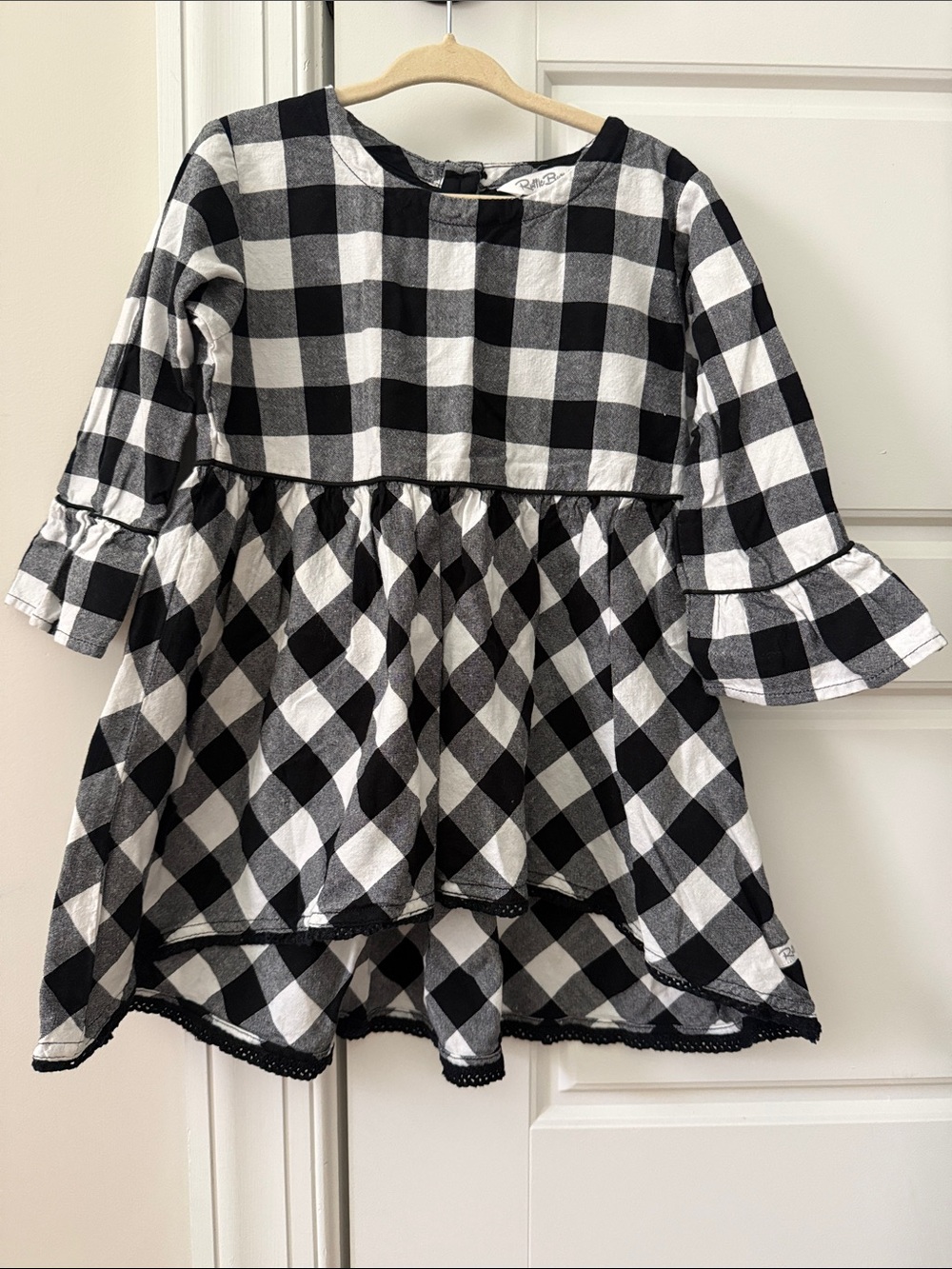 Ruffle Butts Black and White Buffalo Plaid Ruffle top
